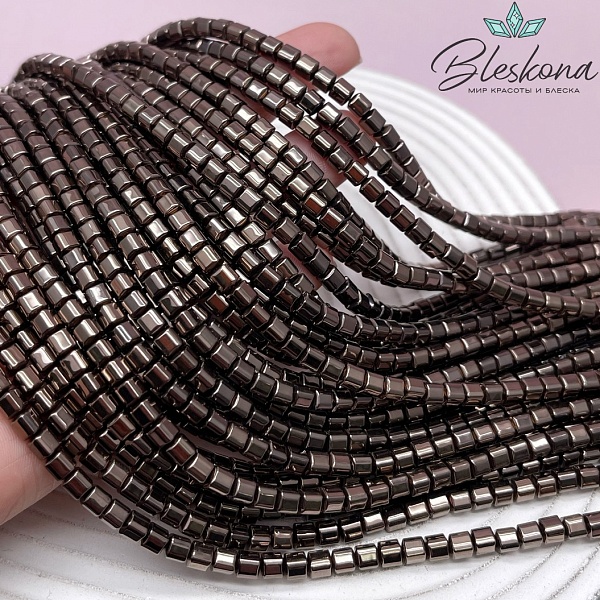 4 мм Гематин имитация, цвет коричневый №1 (шоколадный), куб мягкие грани