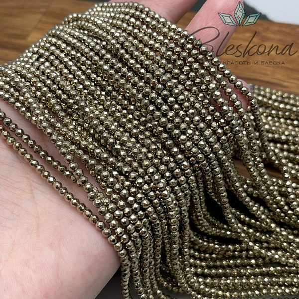3 мм Гематин имитация огранка, цвет темное золото