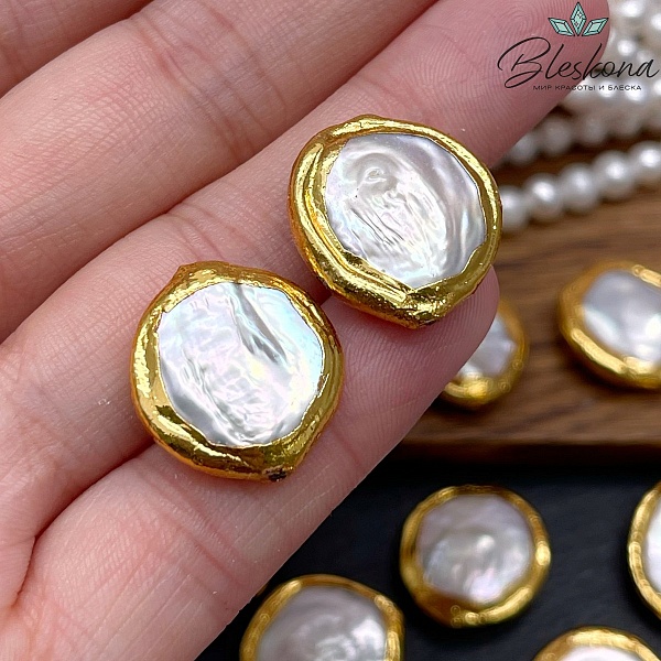 18-19 мм Цвет золото, Бусина  Жемчуг круг 