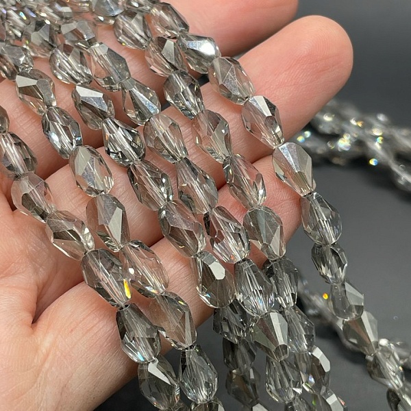 6*8 мм Стекло Lux, ракушка, цвет серый