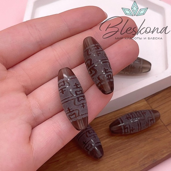 Бусина Дзи 8 сосудов изобилия 30*11 мм