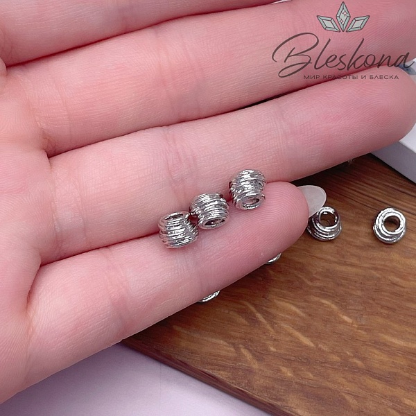 6*4,8 мм Цвет серебро, Бусина-разделитель улей