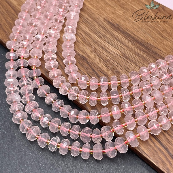 Розовый кварц рондель огранка 9*5 мм