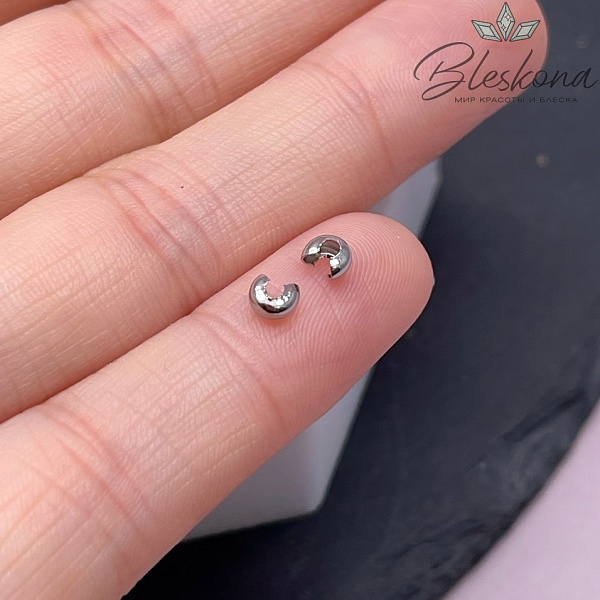 3 мм Цвет серебро, Бусина маскировочная уп. 10 шт.