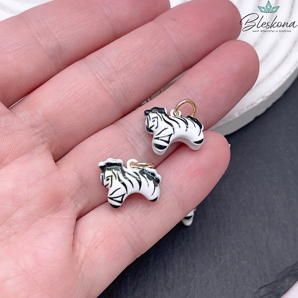 12*14,5 мм Цвет золото, Подвеска Зебра эмаль