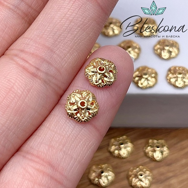 7,5мм, Шапочка узор,цвет золото 