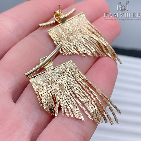 Пусеты шторки, цвет золото 37,4*20 мм