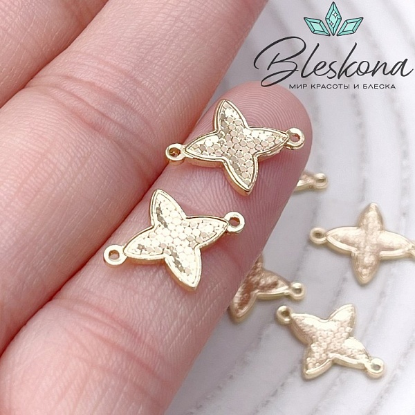 14,5*11 мм Цвет золото, Коннектор Клевер чешуйки 