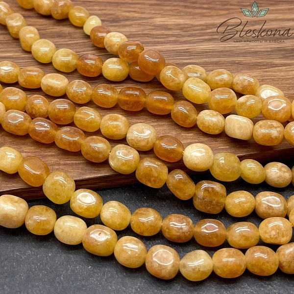  Кварц тонированный медовый галтовка 10*8 мм
