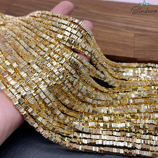 3 мм Гематин имитация, цвет светлое золото, квадрат