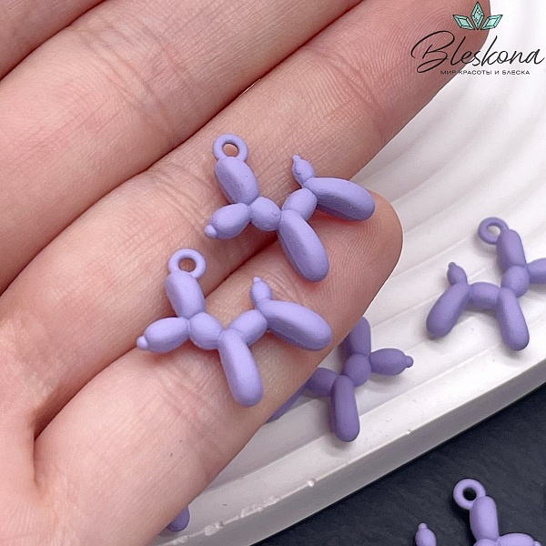 14*18 мм, Подвеска пудель фиолетовая эмаль матовая