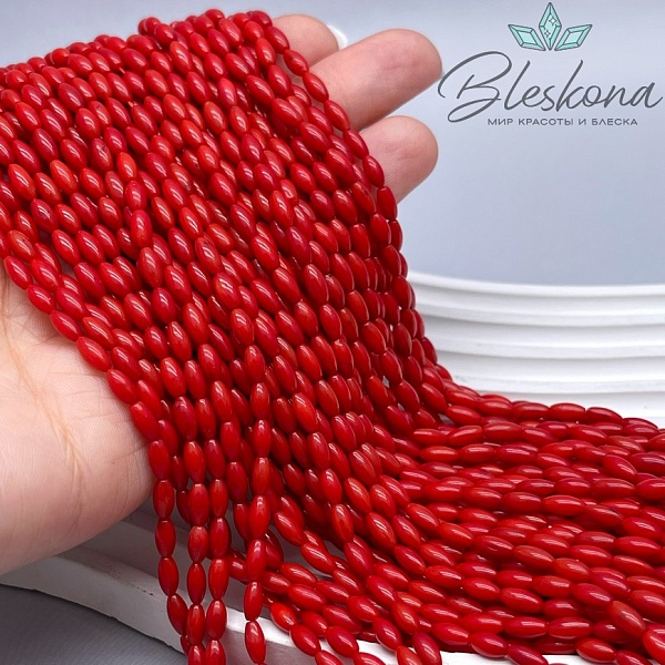 Коралл красный рис (Коралловые водоросли) 3*6 мм