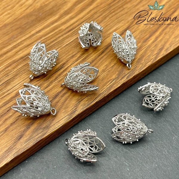 19,5*13 мм Цвет серебро, Концевик с узором