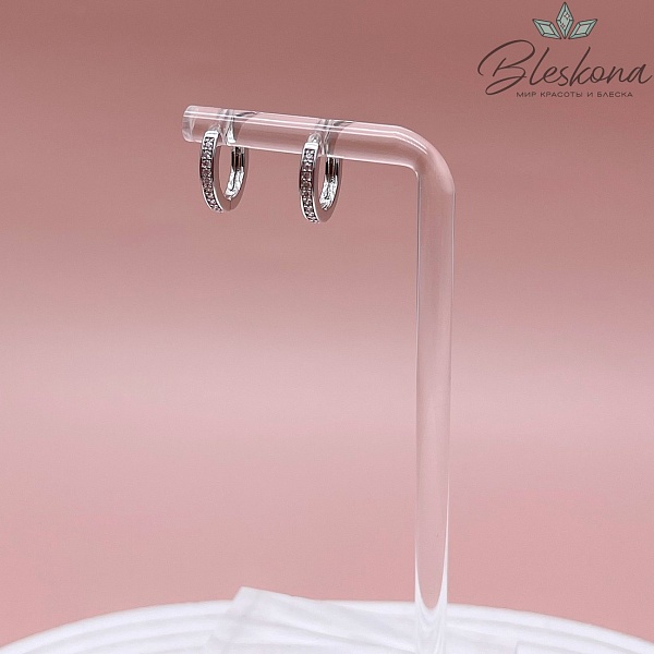 13 мм, цвет Серебро, Швензы бублик стразы Люкс