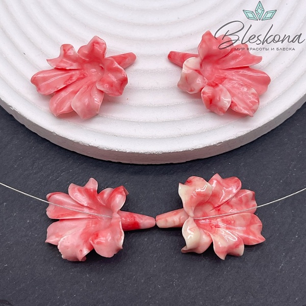 Бусина Цветок 31*23 мм (имитация коралла)