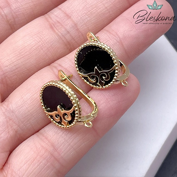 19*15 мм Цвет золото, Швензы Этно черная керамика