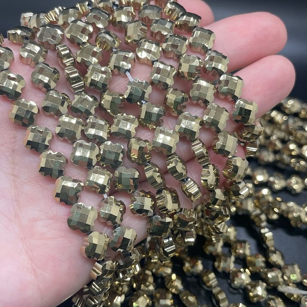 8 мм Стекло Lux, клевер, цвет золото 