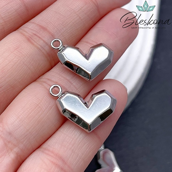 14*20,7мм Цвет серебро, Подвеска сердце  