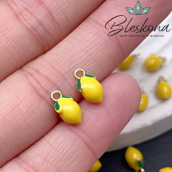 10*5,5 мм Цвет золото, Подвеска лимон эмаль