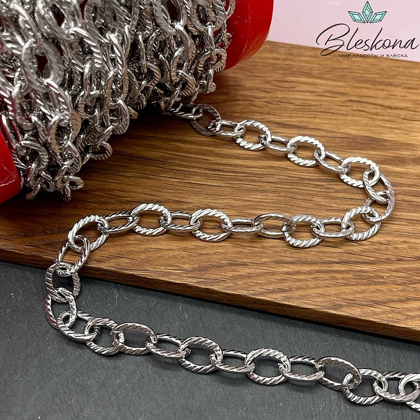 Цепь №64 цвет серебро 10*14,2 мм