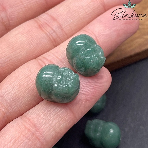 16*11 мм Резная Бусина Пи Яо Авантюрин зеленый 