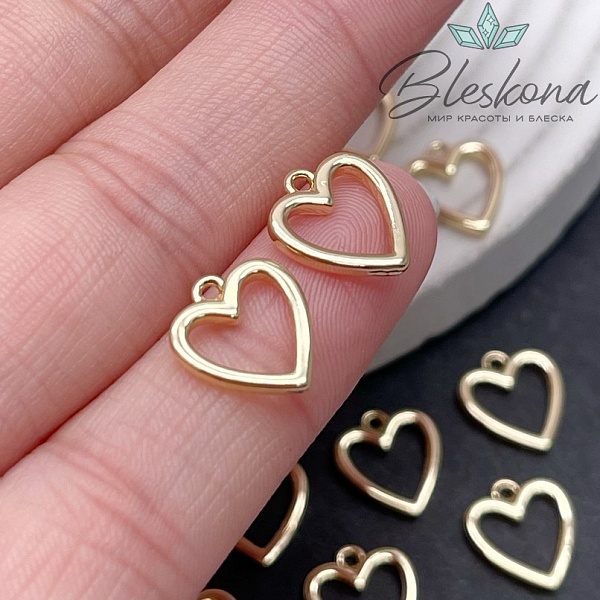 13,5*10 мм Цвет золото, Подвеска сердце контур малое