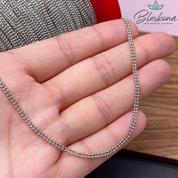 Цепь №129 цвет серебро 2*2 мм