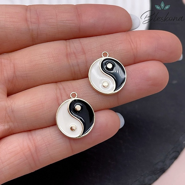 ⌀15,5мм Цвет золото, Подвеска Инь-Янь эмаль