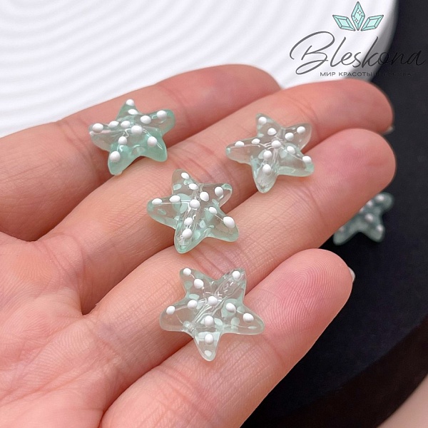 14*15 мм, Бусина Морская звезда зеленая