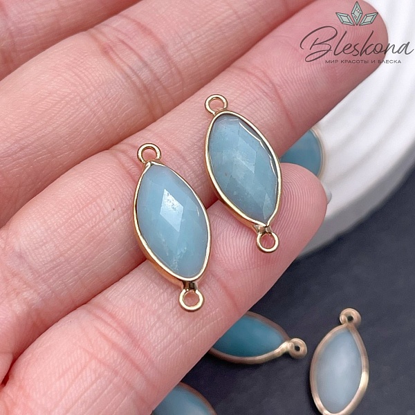 23*9 мм Коннектор лодочка Амазонит огранка цвет золото
