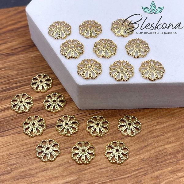 Шапочка цветок, цвет золото 10*2мм