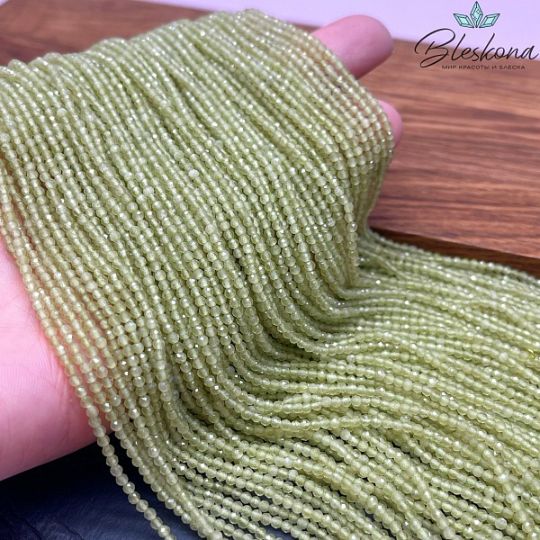 Кошачий глаз оливковый микроогранка (имитация) 2 мм