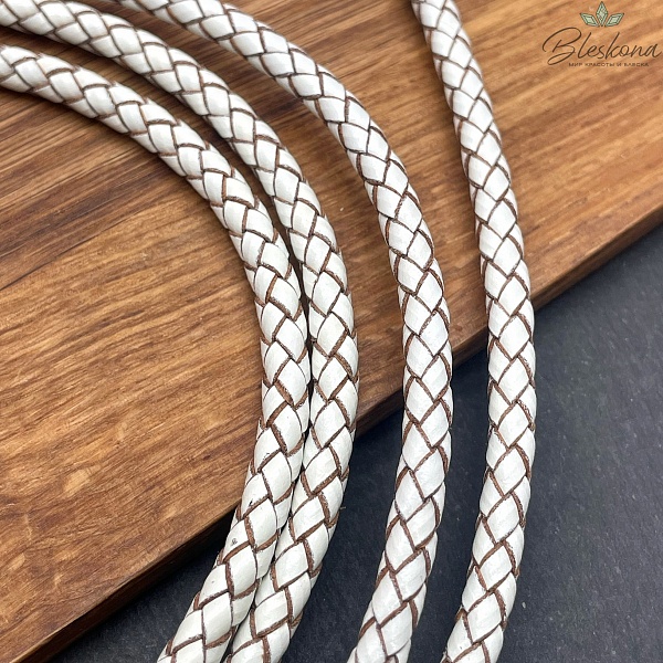 Шнур для браслетов из натуральной кожи бежевый 6 мм