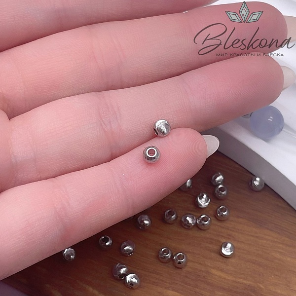 4 мм Цвет серебро, Бусина резная уп.10 шт. 