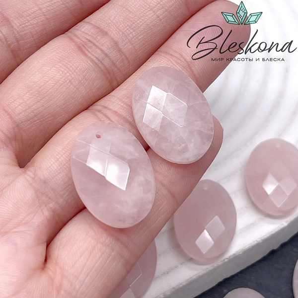 22*16 мм Подвеска овал Розовый Кварц огранка