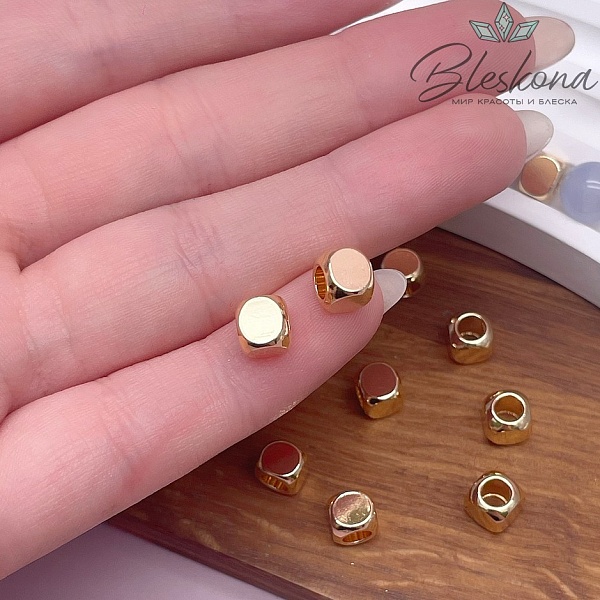 6 мм Цвет золото, Бусина куб