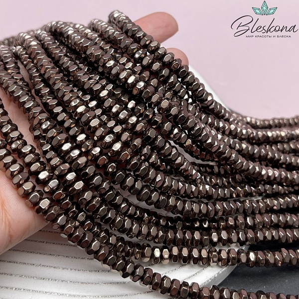 6*3,5 мм Гематин, цвет коричневый №1 (шоколадный), шестигранник имитация