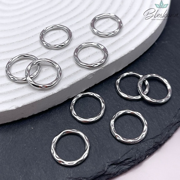 17 мм Цвет серебро, Подвеска кольцо мятое