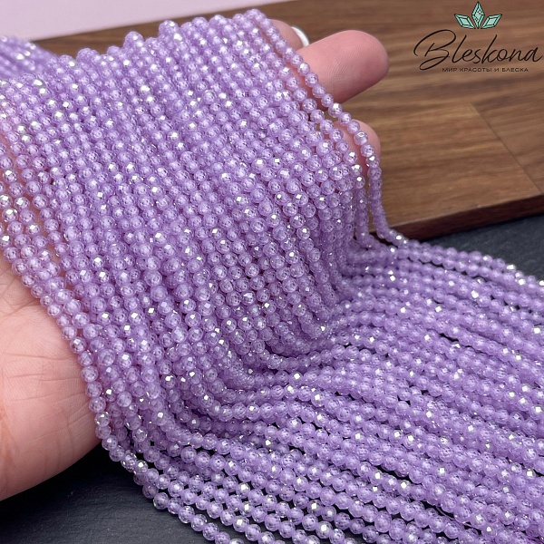 Циркон огранка лиловый 3 мм (кубический цирконий, фианит) 