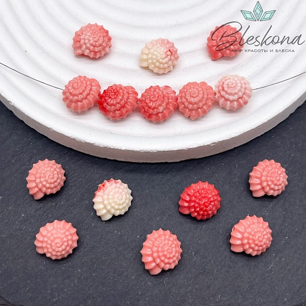 Бусина Ракушка бежево- розовая 12*11 мм (имитация коралла)