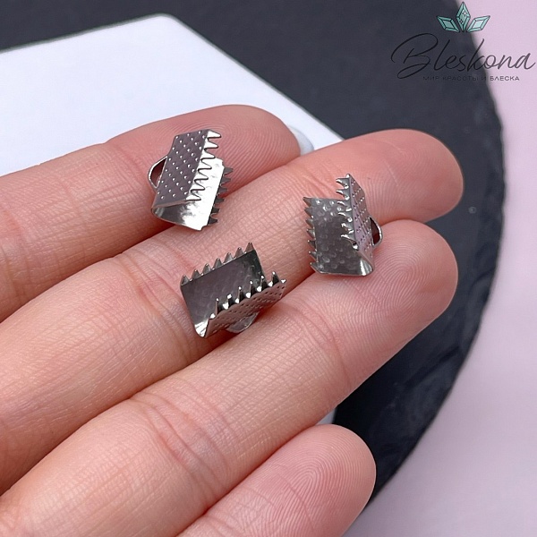 6,5*6 мм, Цвет серебро, Зажим-Концевик для шнура 