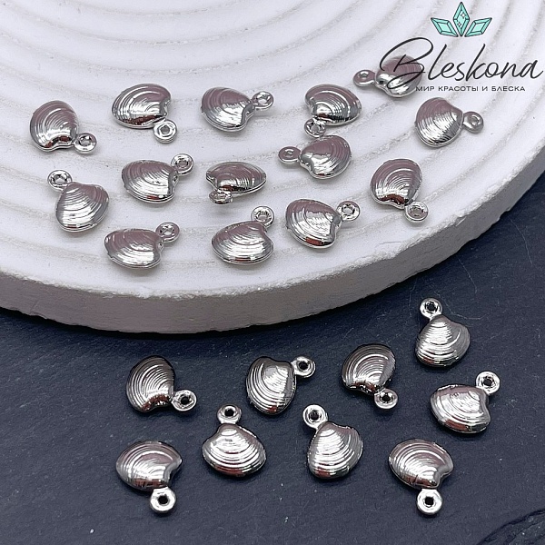10*8 мм Цвет серебро, Подвеска Ракушка закрытая