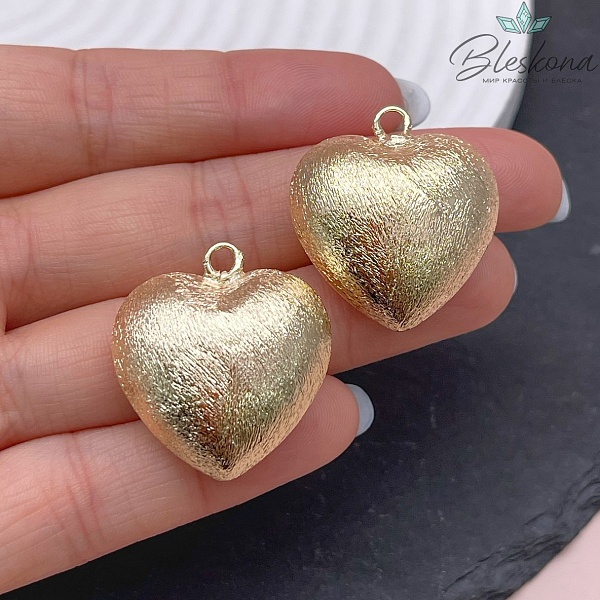 26мм, цвет золото, Подвеска сердце фактурное 
