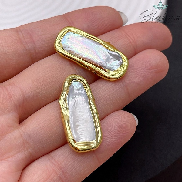 22*11 мм Цвет золото, Бусина  Жемчуг овал фриформ