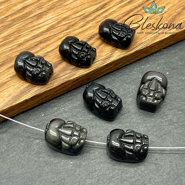 15*10 мм Резная бусина Пи Яо Обсидиан радужный