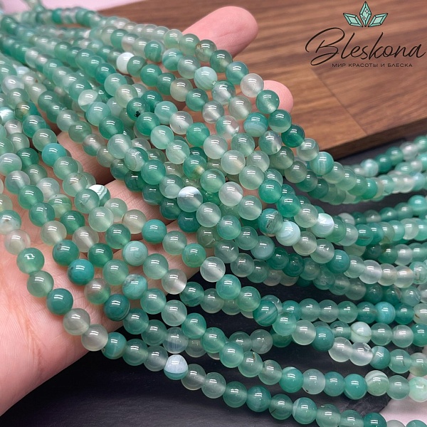 Агат зеленый тонированный 6 мм