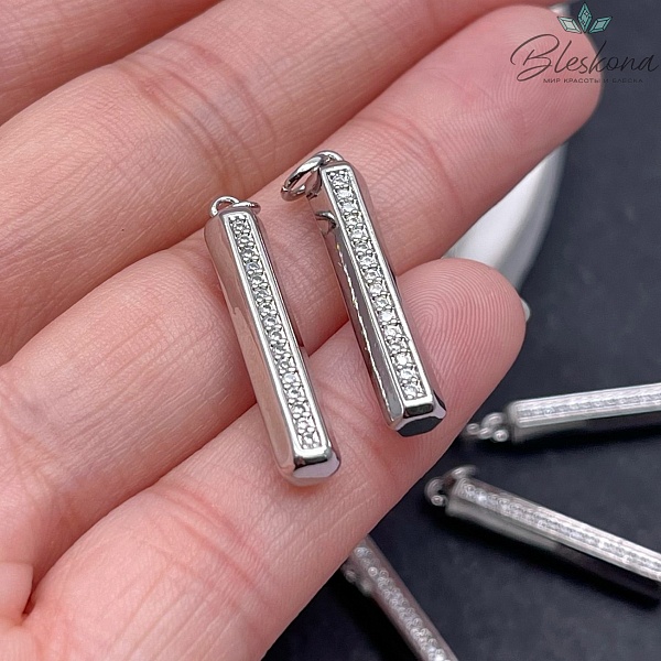 26,6*5 мм Цвет серебро, Подвеска палочка полосы с цирконами