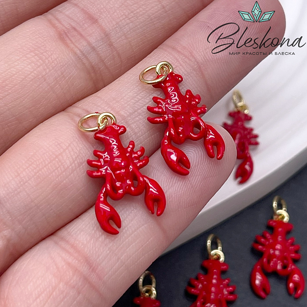 19*10 мм Цвет золото, Подвеска рак эмаль 