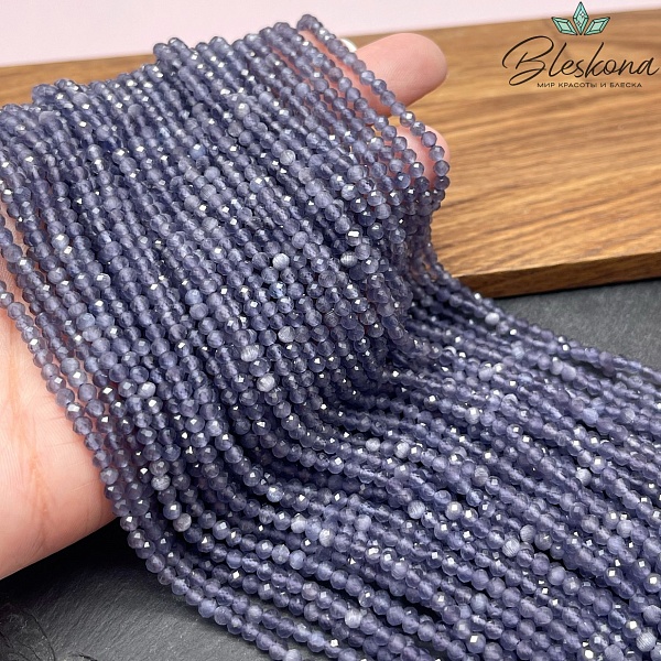 Кошачий глаз фиолетовый микроогранка (имитация) 3 мм