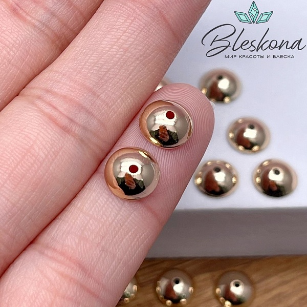 8мм, цвет золото, Шапочка гладкая  